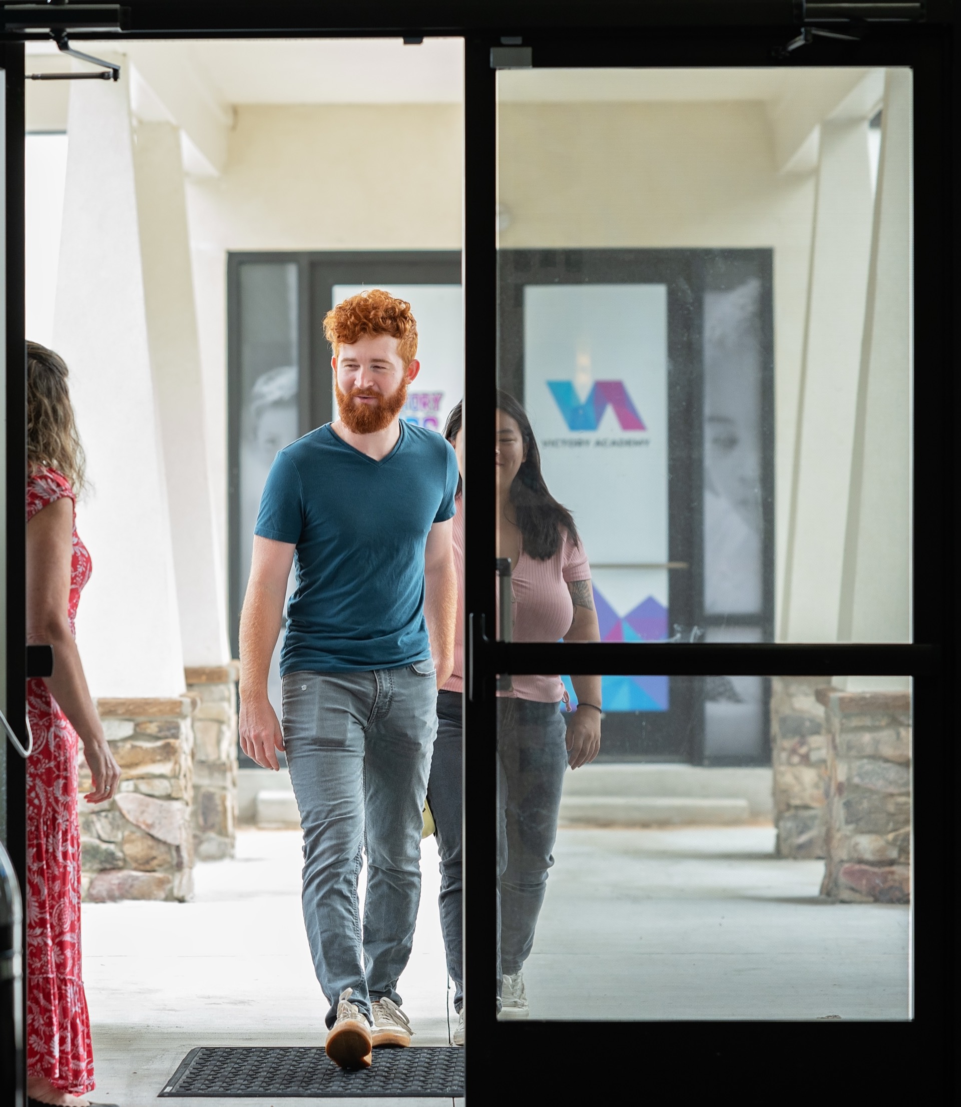 Guests greeting each other at Victory Church